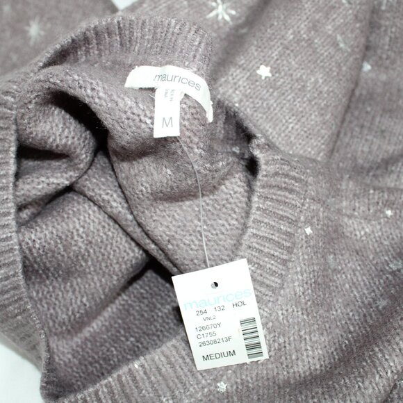 Maurices Women's Gray Sparkle Metallic Star Knit Pullover Sweater - Medium, NWT - Picture 6 of 8